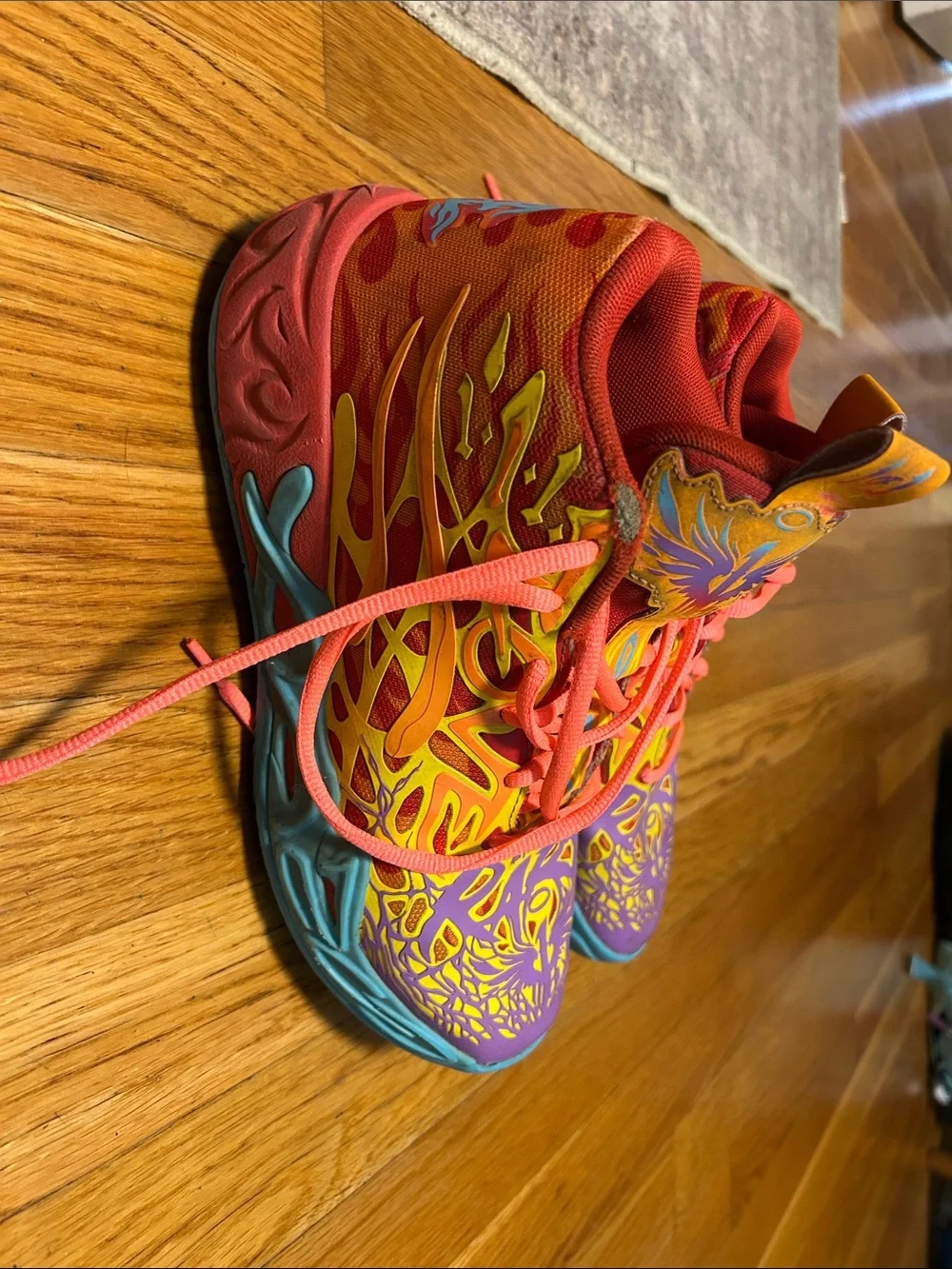 Puma La Melo Not from Here Basketball Athletic Shoes in Purple, Yellow & Pink
